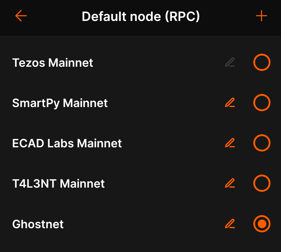 The new RPC node selected in the Temple wallet